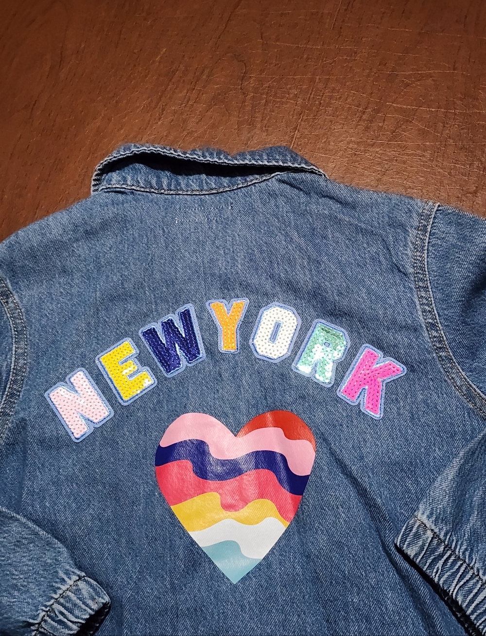 Kids Denim Jacket with NEW YORK & Heart Patches - - Picture 9 of 10